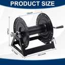 Lounsweer Black Pressure Washer Hose Reel 3/8" x 300' Steel Manual Crank with Flat Sidewalls, A-frame, Pin Lock and Brake and Stainless Steel Swivel Inlet, 5000 Psi Capacity