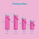 ENCOOL Kids Insulated Water Bottle with Straw - 12oz Stainless Steel Water Bottle with Dual Spouts, Leak-Proof, BPA-Free, Double Wall Vacuum Keeps Cold for 24 Hours for Sports, Travel (Light Crimson)