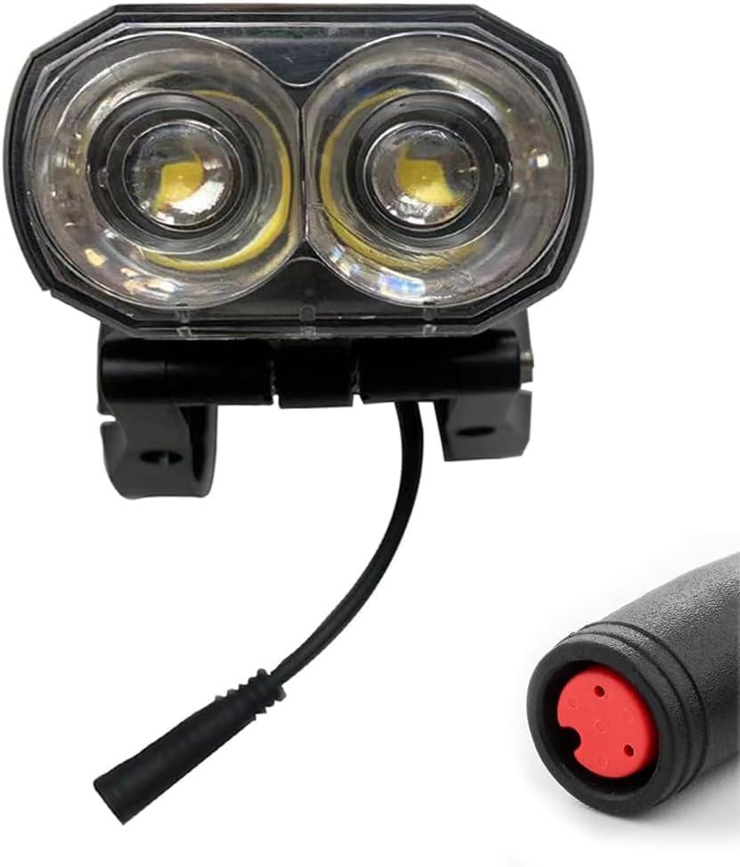 Electric Bike Headlight for Night Riding LED Front Light Suitable for 24V 36V 48V 60V Battery Controller Waterproof Headlight for E-Bikes with 2 Pins Male/Female Plug