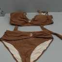 Eomenie Bikini Sets for Women Color Block Two Piece Bathing Suit V Neck Tie Back Swimsuit, Size Medium