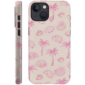 DAIZAG Case Compatible with for iPhone 15, Pink Seashells Palm Trees Beach Phone Case for iPhone 15 for Girl Women Boy Men