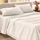 Bare Home Organic Cotton Flannel Sheet Set - King Size - 100% Cotton - Double Brushed for Extra Softness & Comfort - Warm, Cozy, and Durable - Breathable - Bed Sheets (King, Cream)