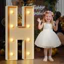 Mixifox 3FT Marquee Letters H, Large Light Up Letters 3 Feet Tall with Lights, Big Letter for Wedding, Engagement, Graduation, Birthday Party Decorations, Pre-Cut Foam Board Kit