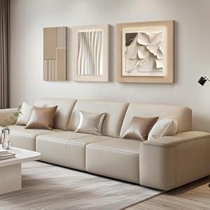 Neutral Abstract Wall Art for Living Room, 3 Piece Modern Beige and Brown Butterfly Botanical Canvas Prints Artwork for Walls, Minimalist Beach for Bedroom, Kitchen, Hallway, Home Office Wall Decor (12"x24" + 16"x24" + 24"x24")
