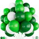 Green and White Balloons, 60 Pcs 12 inch Dark Green Balloons White Party Balloon Natural Latex Balloon for Jungle Safari Birthday Baby Shower Party Decorations