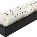Creative Co-Op Handmade Alabaster Dominos in Soapstone Tray, Black and White