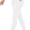 FULLSOFT Buttery Soft Leggings for Women - High Waisted Tummy Control No See Through Workout Yoga Gym Dance Pants (Large-X-Large, White(with Pockets))