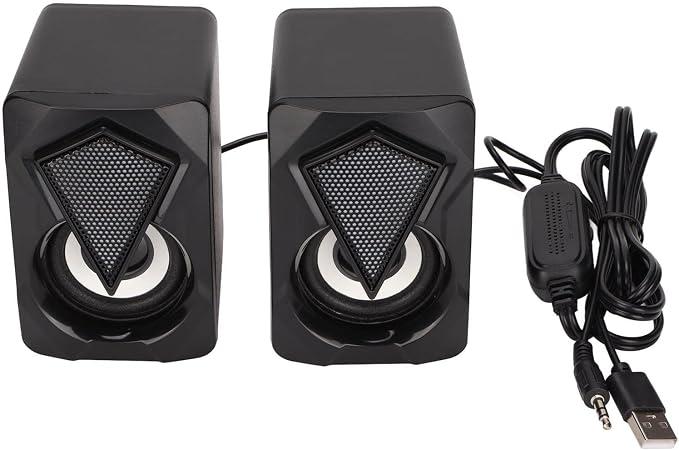 ciciglow X2 6W RGB LED Computer Speakers, USB Powered, 3.5mm Aux, 2.0 Channel, Black, Modern Style, Desktop Speaker