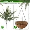 Fake Ferns Hanging Baskets,2PCS Artificial Hanging Plants Outdoor, 2 Hanging Planters with 24 Pcs Fake Ferns for Indoor Outside Decorations for Front Porch Garden Balcony Patio Home Decor (2, Green)