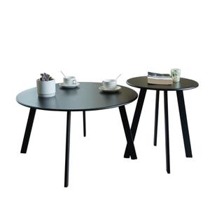 Meluvici Outdoor Patio Coffee Table Set of 2, Weather Resistant End Table, Round Nesting Tables for Living Room Balcony Office,Black