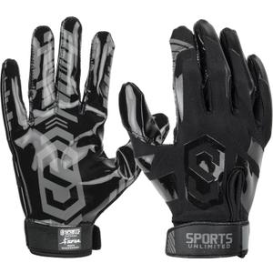 Sports Unlimited Clutch Adult Receiver Football Gloves (X-Large, Black)