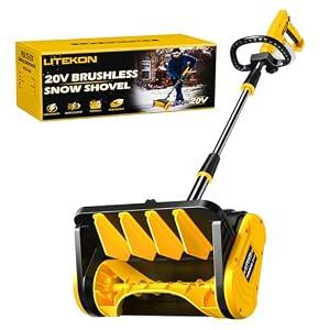 Litekon Cordless Snow Shovel Compatible with De-Walt 20V Battery (No Battery), 13-Inch Brushless Electric Snow Blower for 25FT Throw Distance and 6" Clear Depth for Patio, Deck, Driveway