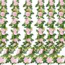 Sggvecsy 6Pcs 46.5Ft Artificial Rose Vine Fake Flower Garland Floral Garland Faux Silk Hanging Vine Rose Ivy Vines for Wedding Arch Party Wall Garden Ceremony Background Outdoor Decor (Pink)