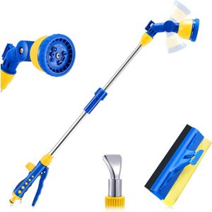 28-42 Inch Metal Watering Wand, Long Telescopic Garden Hose Wand with Swivel Head, 10 Spray Patterns Nozzle Wand with Thumb Flow Control, Garden Hose Sprayer for Hanging Basket, Plants, Shrubs