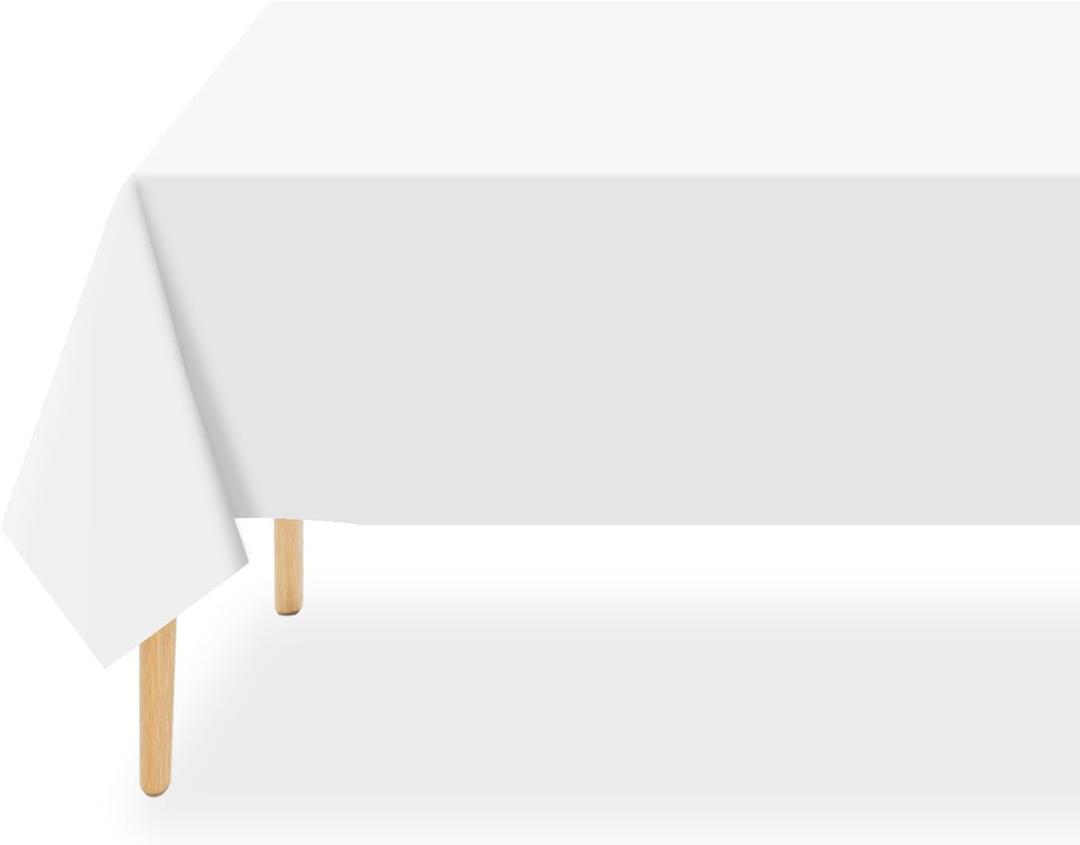 QIKSION White Plastic Table Cloth Disposable 2 Pack, 54 x 108 Inch Tablecloths for Party, Picnic, Birthday, Rectangle Table Cover