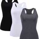 Women Tank Top with Shelf Bra Racerback Workout Yoga Tops Undershirt XL
