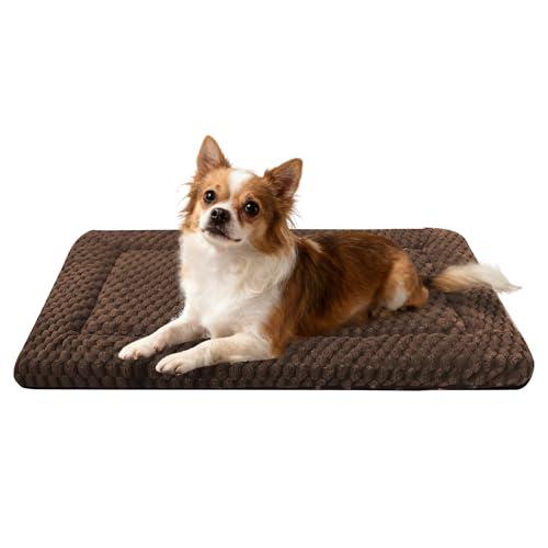 Dog Bed Crate Mat, Soft Durable Washable Anti-Slip Kennel Pad for Dogs & Cats, Reversible (Dark Brown, M(30"*20"*1.5"))