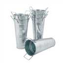 6 PCS 9 Inch Tall Galvanized Flower Pail with Handles, Metal Vase for Cut Flowers, Country Wedding, Table Centerpiece Decorations,Vintage Style Flower Containers, by GENHAKON.