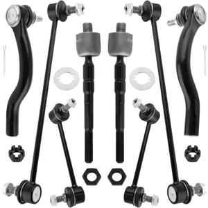 8Pcs Suspension Kit Front & Rear Stabilizer Sway Bar End Link + Front Inner & Outer Tie Rod Ends Fit For Acura MDX 2007-2013 Replace# K750124 K90716 K90717 ES800825 ES800824 EV800578