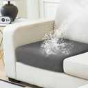 NAISI Waterproof Couch Cushion Covers Thick Velvet Fabric Washable Sofa Slipcovers 1 Piece Individual Sectional Couch Covers with Elastic Bottom(1 PC for Seat Cushion or Backrest,Grey)