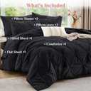 JOLLYVOGUE Black Queen Comforter Set 7 Pieces - Bed in a Bag Queen for All Season, Pintuck Bedding Comforter Sets with Comforter, Flat Sheet, Fitted Sheet and Pillowcases & Shams