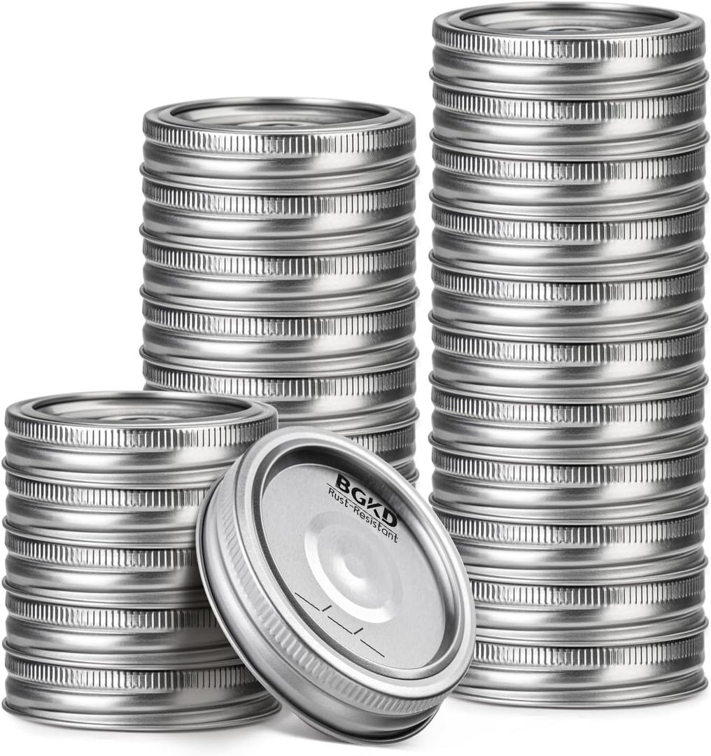 48Pcs Rust-Proof Regular Mouth Mason Jar Lids and Rings, Canning Lids with Bands Regular Mouth for Ball or Kerr, Small Mouth Mason Jars Lid