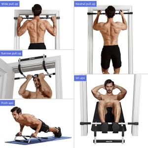 Ally Peaks Pull Up Bar for Doorway | Thickened Steel Max Limit 440 lbs Upper Body Fitness Workout Bar| Multi-Grip Strength for Doorway | Indoor Chin-Up Bar Fitness Trainer for Home Gym Portable (silver2)