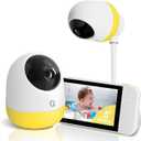 Ellie Pro Baby Monitor with Camera and Audio,5'' IPS 2K UHD Resolution,6000mAh Battery, Remote Pan-Tilt-5X Zoom, 2-Way Talk,No WiFi, Night Vision, Virtual Fence 24hr Play Back and 1000ft Range (Yellow1)