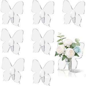 8 Pcs Butterfly Flower Vase, 8'' x 6'' Clear Acrylic Vase for Flowers, Clear Acrylic Butterfly Vase, Modern Art Vases for Home Decor Desktops Bookshelf Bedroom Living Room Wedding House Warming Gifts