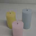 Hiboom 3 Pcs LED Flameless Pillar Candles Pink Flameless Candles Real Wax Multicolor Fake Battery Operated Wedding Decor, H 3.94" 4.92" 5.91" x D 2.95"(Pink, Blue, Yellow)