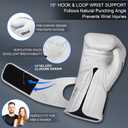 Boxing Gloves for Men & Women Pro Training | Wrist Protection 15 Hook & Loop | Triple Latex Padding | PU Leather for Muay Thai MMA Kickboxing Sparring|Sizes 10-16 oz (White)