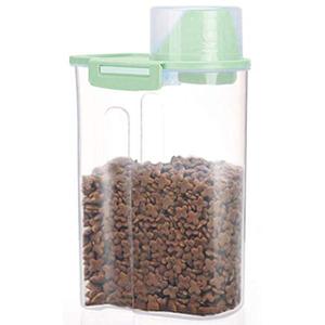 PISSION Pet Food Storage Container with Graduated Cup and Seal Buckles Food Dispenser for Dogs Cats (Green)