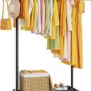 HYSEYY Clothes Rack, Clothing Rack for Hanging Clothes, Rolling Garment Rack Sturdy Coat Rack Portable Wardrobe Rack Metal Closet Rack for Bedroom Laundry Living Room, Black