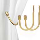 Dark Gold Curtain Holdbacks, Solid Steel Drapery Tiebacks, Wall Mounted Window Drape Hooks, Set of 2