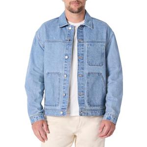 Amazon Essentials Men's Rigid Denim Relaxed-Fit Utility Jacket with Pockets (Medium, Vintage Blue)