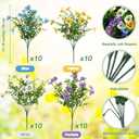 40 Bundles Artificial Fake Pansy Flowers for Outdoor Faux Silk Pansies Flowers for Outside Planter Porch Yard Patio Window Box Summer Decor(White, Yellow, Blue, Purple)