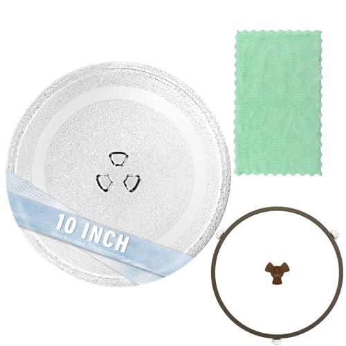 LUBIYACK 10" Glass Microwave Plate Replacement for W10337247 W11367904 Microwave Turntable Tray Oven Rotating Dish Tray with Y shaped design for Better Reheating and Even Heat Distribution