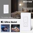 BESTTEN 5 Pack Super Slim Digital Dimmer Light Switch with Screwless Wallplate, Single Pole or 3 Way Dimmer with Air Gap Power Cut Off Switch, 3 Button Control, ETL Listed, White