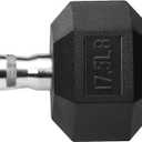 Hex Dumbbells Rubber Coated Cast Iron Hex Black Dumbbell Free Weights for Exercises 17.5 Lbs Pair