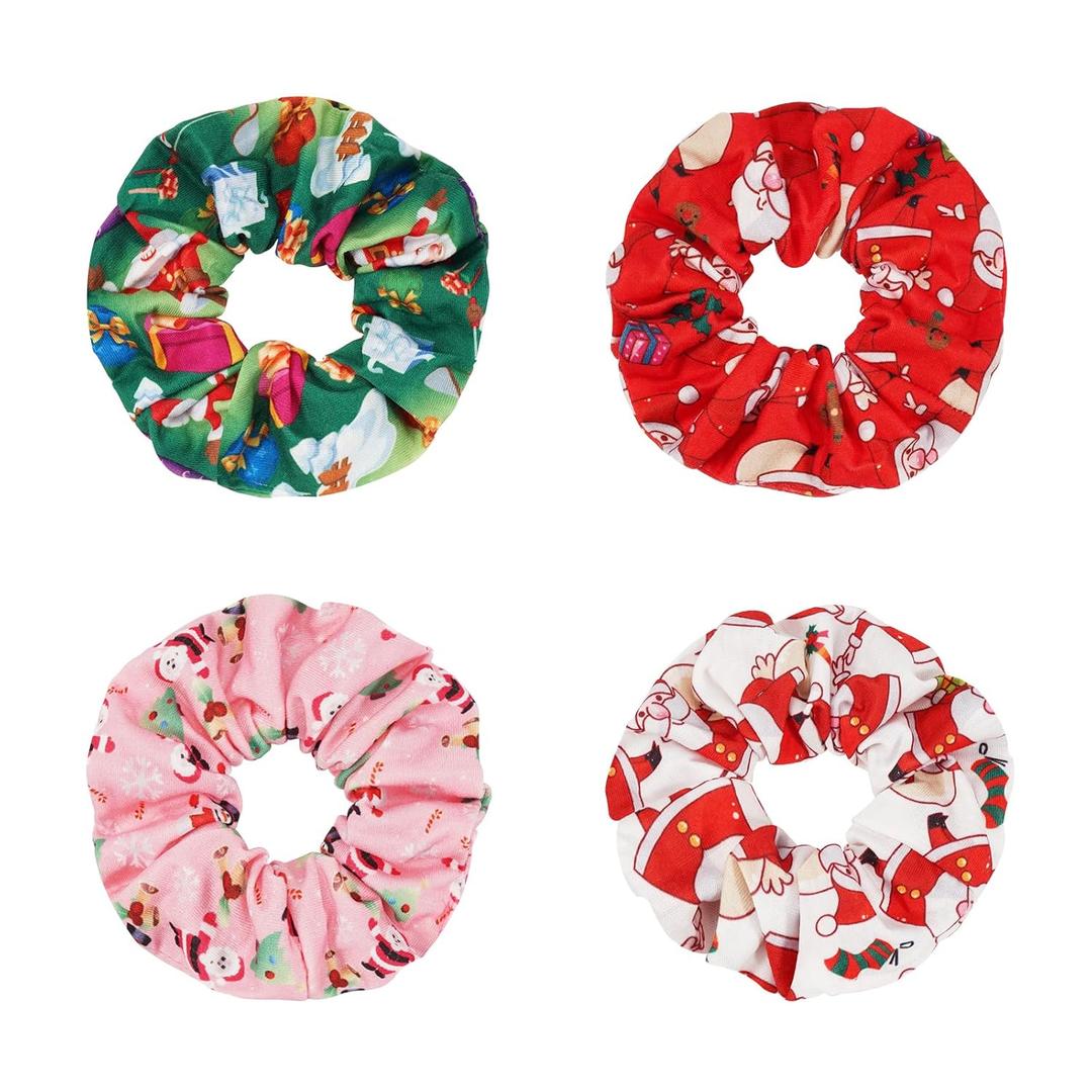 Christmas Hair Scrunchies for Women Santa Claus Elastic Scrunchy Hair Tie Hair Loop Ponytail Holders