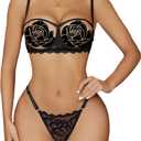 Avidlove Lingerie Set For Women Sexy Bra and Panty 2 Piece Lace Lingerie Set With Underwire (Medium)