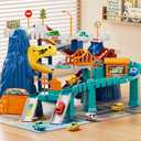 NIPLOOOW Dinosaur Race Track Playset for Boys Kids 3-5, Dinosaur Climbing Hills Car Track Play Set with 10 Mini Racer Cars, Kids Car Ramp Track Toys for 3 4 5 6 7 8 Year Old Boys Girls