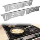 Stove Gap Covers Stainless Steel, Stove Gap Filler Between Stove and Counter, Stove Gap Guards and Range Trim Kit, Easy Retractable Length 13.8" to 27.6", Width 1", Heat-Resistant Stove Guard (2 Pack)