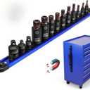 Triple-Square Spline Bit Socket Set: 13-Piece Socket Set with Magnetic Socket Rail Organizer, 1/4,3/8,1/2-inch Drive M4-M18 12 Point Bit Socket Set for Garages Workshops