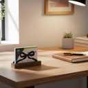 2 Pcs Bow Business Card Holders for Desk Wood&metal Black Cute Bow Aesthetic Business Card Display Stands for Women Office Home Desktop Tabletop