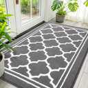 Buganda Large Indoor Door Mat, Dirt-Resistant and Absorbent Doormat, Washable, Low Profile Floor Mats for Inside Entryway, Front, and Back Door Entrance (59x35 Inches, Grey)