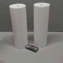 White Flameless Candles Set of 2 (3x9 inch) Flickering LED Wax Candles Battery Operated with Remote Control Timers for Fall Decor/Night Light/Fireplace/Party Dimmable Pillars Flat top