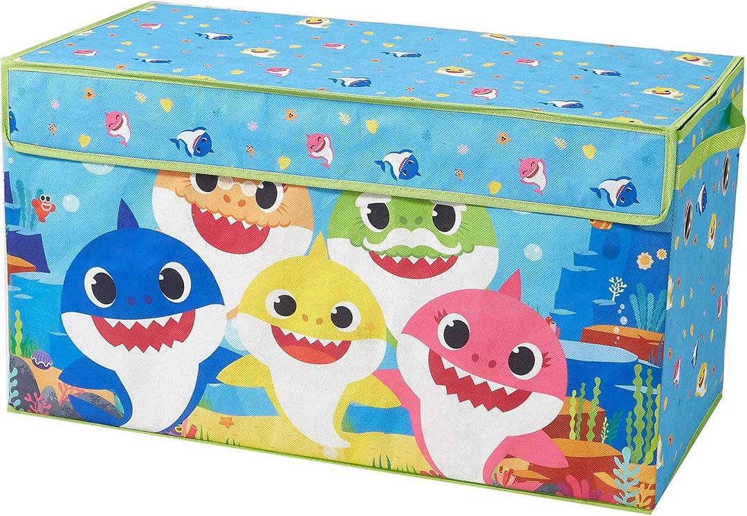 Baby Shark Collapsible Toy Storage Trunk with Lid, Durable Kids Organizer for Bedroom & Playroom