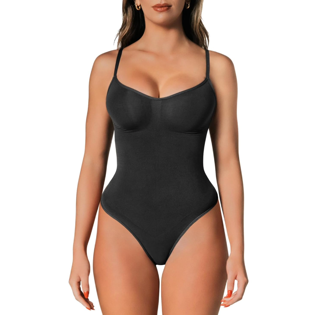 Shapewear Tummy Control Bodysuit Thong or Brief: Sculpting Shaper Tank Top Bodysuits & Snatched Waist Body Suit XL