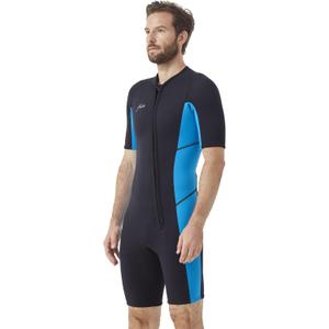 Hevto Wetsuits Men 2mm Neoprene Front Zip Shorty Wet Suit in Cold Water for Swimming Surfing Diving Snorkeling Paddle Boarding (M3-Blue, XL)